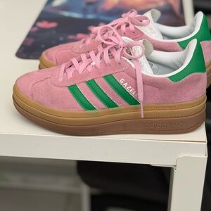 Adidas Gazelle Pink and Green Sneakers